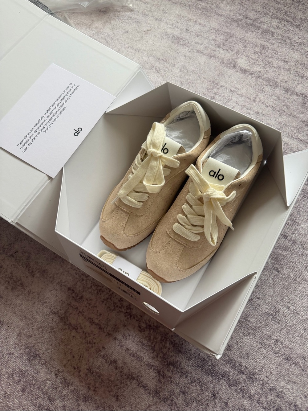 ALO Yoga Cream Suede Lace-Up Sneakers